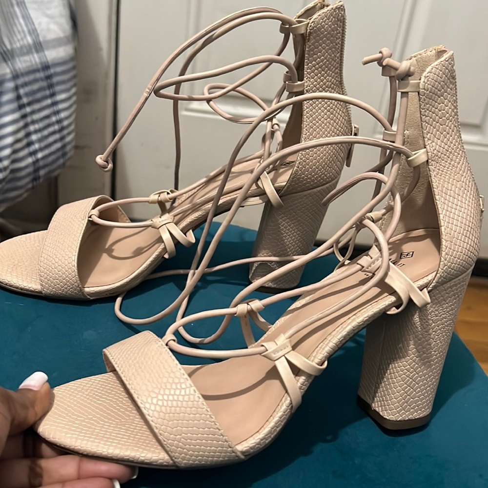 Blocked Heel with Leg Strap.